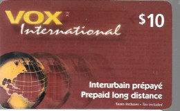 CARTE-PREPAYEE-MAGNETIQUE-CANADA-10$-VOXINTERNATIONAL II-GRATTE-Plastic Fin-TBE- - Canada