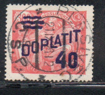 CZECH CECA CZECHOSLOVAKIA CESKA CECOSLOVACCHIA 1926 POSTAGE DUE  DOPLATIT SURCHARGED 40 On 300h USED - Timbres-taxe