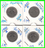 ALEMANIA - DEUTSCHLAND - GERMANY - SERIE - COLECCIÓN COMPLETA DE LAS - 4 -MONEDAS DE 1.00 DM   AÑO 1950 - CECAS D.F.G.J - 1 Mark