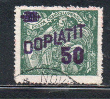 CZECH CECA CZECHOSLOVAKIA CESKA CECOSLOVACCHIA 1926 POSTAGE DUE  DOPLATIT SURCHARGED 50 On 500h USED - Timbres-taxe