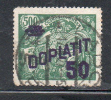 CZECH CECA CZECHOSLOVAKIA CESKA CECOSLOVACCHIA 1926 POSTAGE DUE  DOPLATIT SURCHARGED 50 On 500h USED - Timbres-taxe