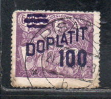 CZECH CECA CZECHOSLOVAKIA CESKA CECOSLOVACCHIA 1926 POSTAGE DUE  DOPLATIT SURCHARGED 100 On 600h USED - Portomarken