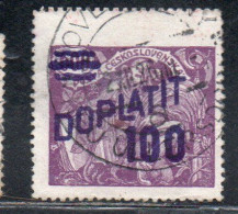 CZECH CECA CZECHOSLOVAKIA CESKA CECOSLOVACCHIA 1926 VARIETY POSTAGE DUE  DOPLATIT SURCHARGED 100 On 600h USED - Strafport