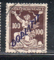 CZECH CECA CZECHOSLOVAKIA CESKA CECOSLOVACCHIA 1927 POSTAGE DUE  DOPLATIT SURCHARGED 100h USED - Strafport