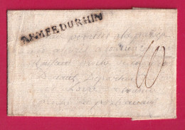 MARQUE ARMEE DU RHIN TEXTE DE LANDAU AN2  POUR LA SAONE ET LOIRE LETTRE - Army Postmarks (before 1900)