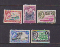 BRITISH  SOLOMON  ISLANDS    1939   Various  Designs    Part  Set  Of  5    MH - Iles Salomon (...-1978)