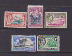 BRITISH  SOLOMON  ISLANDS    1939   Various  Designs    Part  Set  Of  5    MH - British Solomon Islands (...-1978)