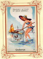 **QUIBERON    **   CARTE A SYSTEME  ** EPUISETTE** CRABES ** AOUT 1956 ** - Quiberon