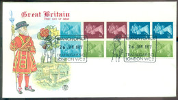 Great Britain 1977 FDC Booklet Pane Machin FB1A - 1971-1980 Decimal Issues