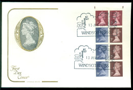 Great Britain 1977 FDC Machins Pane From Booklet FB2B SG X844na - 1971-1980 Decimal Issues
