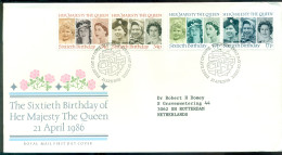 Great Britain 1986 FDC The Sixtieth Birthday Of Her Majesty The Queen - Nordirland