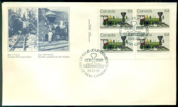 Canada 1983 FDC Locomotive Scott 1002 Block Of 4 - 1981-1990