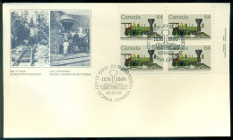 Canada 1983 FDC Locomotive Scott 1002 Block Of 4 - 1981-1990