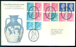 Great Britain 1972 FDC Machins From £1 Book Of Stamps The Story Of Wedgwood - 1971-1980 Decimal Issues