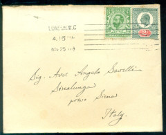 Great Britain 1911 Cover From London To Sinalunga (Siena) Italy With SG 228 (?) And 324 (?) - Ongebruikt