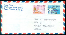 Taiwan Airmail Cover To Norway - Lettres & Documents