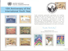 UNO NEW YORK  Erinnerungskarte 48, W-FDC, 10 Jahre Jahr Der Jugend, 1995 - Lettres & Documents