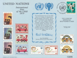 UNO NEW YORK  Erinnerungskarte 15, W-FDC, Englisch, 10 Jahre Jahr Der Jugend, 1979 - Lettres & Documents