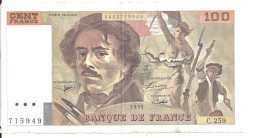 FRANCE 100 FRANCS 1995 VF P 154 H - 100 F 1978-1995 ''Delacroix''