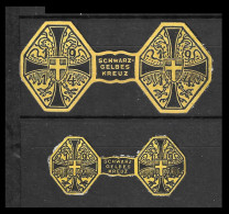 2 X WW1 GERMANY AUSTRIA BIG & SMALL YELLOW AND BLACK CROSS "Reklamemarke Schwarz-Gelbes Kreuz" VIGNETTE Reklamemarke - 1. Weltkrieg