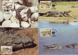 Gambia 1984 MiNr. 517 - 524 WWF Reptilies Nile Crocodile (Crocodylus Niloticus) 4v MC 65,00 € - Cartes-maximum