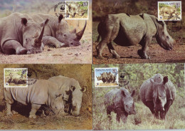 Swaziland 1987 Mi.No. 528 - 531 Animals White Rhinoceros  (Ceratotherium Simum) WWF 4v MC 16,00 € - Cartes-maximum