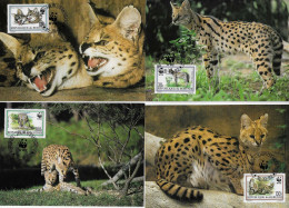 Burundi 1992 MiNr. 1758 - 1761  WWF Animals Cats Of Prey Serval (Leptailurus Serval) 4 MC 13,00 € - Cartes-maximum