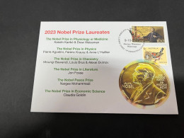 10-10-2023 (3 U 47) Nobel Prize Laureates For 2023 - 1 Cover -  Germany Nobel + OZ Stamp (postmarked 9-10-2022) - Altri & Non Classificati