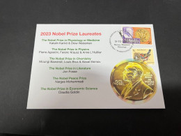 10-10-2023 (3 U 47) Nobel Prize Laureates For 2023 - 1 Cover -  Grenada Nobel + OZ Stamp (postmarked 9-10-2022) - Sonstige & Ohne Zuordnung