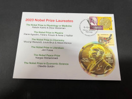 10-10-2023 (3 U 47) Nobel Prize Laureates For 2023 - 1 Cover -  Grenada Nobel + OZ Stamp (postmarked 9-10-2022) - Sonstige & Ohne Zuordnung