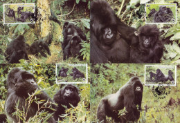 Rwanda 1985 MiNr. 1292 - 1296 Ruanda WWF Monkeys Eastern Gorilla(Gorilla Gorilla Beringei) 4 MC 24,00 € - Cartes-maximum