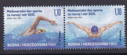 BOSNIA AND HERZEGOVINA  2021,POST MOSTAR,SPORT,SWIMMING,,,MNH - Zwemmen
