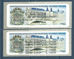 Reçu Sur 2 Vignettes De Ditributeur Lisa - ATM - Lisa - Paris - La Conciergerie - 1999-2009 Illustrated Franking Labels