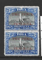 Tonga 1923 2d Surcharge On 5 Shilling Haapi MNH Pair , One With Scuff. Some Disturbed Gum - Tonga (...-1970)