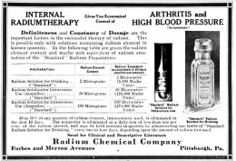 Radiumtherapy Arthritis High Blood Pressure Radium Chemical Company Pittsburgh USA (Photo) - Gegenstände