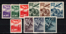 Slovaquie 1939 Mi 48-53 Ex (Yv PA 1-6 Ex), (MH)*  Lot Avec Timbres PA, Trace De Charniere Propre - Nuevos