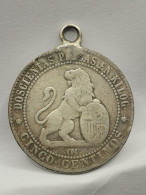 PENDENTIF 5 CENTIMOS 1870 ESPAGNE ARGENTE - Andere & Zonder Classificatie