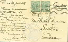 Guerre 14 Sur CPA Rome Cachet Ambassade De La République Française Italie YT Italie N°76 X2 CAD Roma Ferrovia 26 VI 15 - Guerra De 1914-18