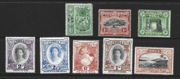 Tonga 1942 New Watermark Definitives Part Set Of 8 To 5 Shilling Harbour FM , Most LH - Tonga (...-1970)