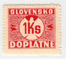 Slovaquie 1939 Mi P 8 (Yv TT 8), (MH)* Trace De Charniere Propre, Gomme Ligné Horizonalement - Ongebruikt