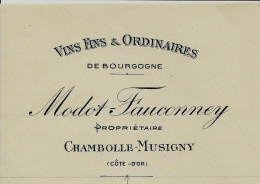 GRANDS  DE BOURGOGNE Cote D'Or 1908 Signé Vente De Vin 24 Pieces Bon Vin Chambolle Musigny« Modot Fauconney » > Bordeaux - 1900 – 1949