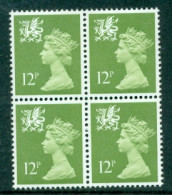 Great Britain Wales 1980 Machin 12p Block Of 4 SG W32 MNH - Galles