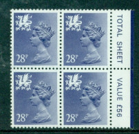 Great Britain Wales 1983 Machin 28p Block Of 4 SG W63 MNH - Galles