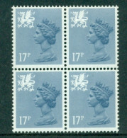 Great Britain Wales 1984 Machin 17p Block Of 4 SG W44 MNH - Gales