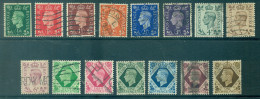 Great Britain 1937-1947 King George VI Definitives (Complete Set Of 15 Values) SG 462-475 Postmarked - Oblitérés