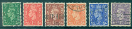 Great Britain 1941-1942 King George VI Definitives (Complete Set Of 6 Values) SG 485-490 New Colors Postmarked - Used Stamps