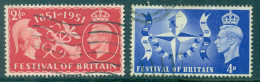 Great Britain 1951 Festival Of Britain Complete Series SG 513-514 Postmarked - Used Stamps