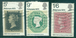 Great Britain 1970 Phylimpia Stamp Exhibition Complete Series SG 835-837 Used - Usati