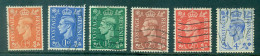 Great Britain 1941-1942 King George VI Definitives (Complete Set Of 6 Values) SG 485-490 New Colors Used - Used Stamps