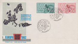 Enveloppe  FDC   1er  Jour   ESPAGNE   Paire   EUROPA    1962 - 1962